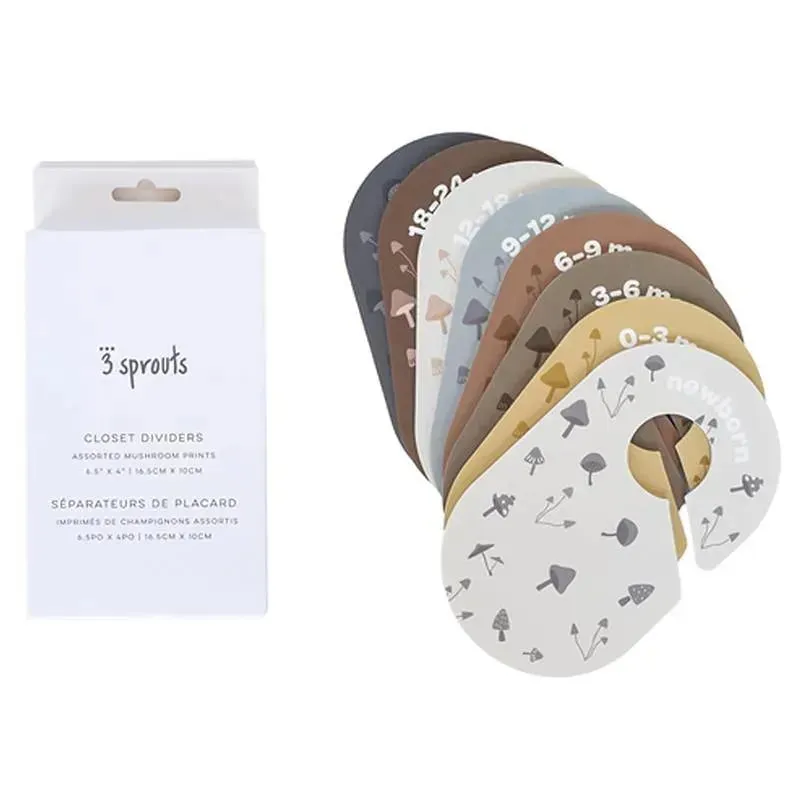 3 Sprouts - Baby and Toddler Hanger Closet Dividers, Set of 8, Mushroom - Image 2
