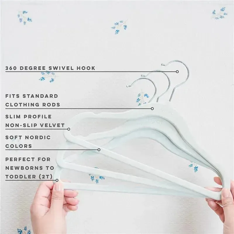 3 Sprouts - Velvet Baby Hangers, Non-Slip, Durable, Pack of 15, Blue - Image 6