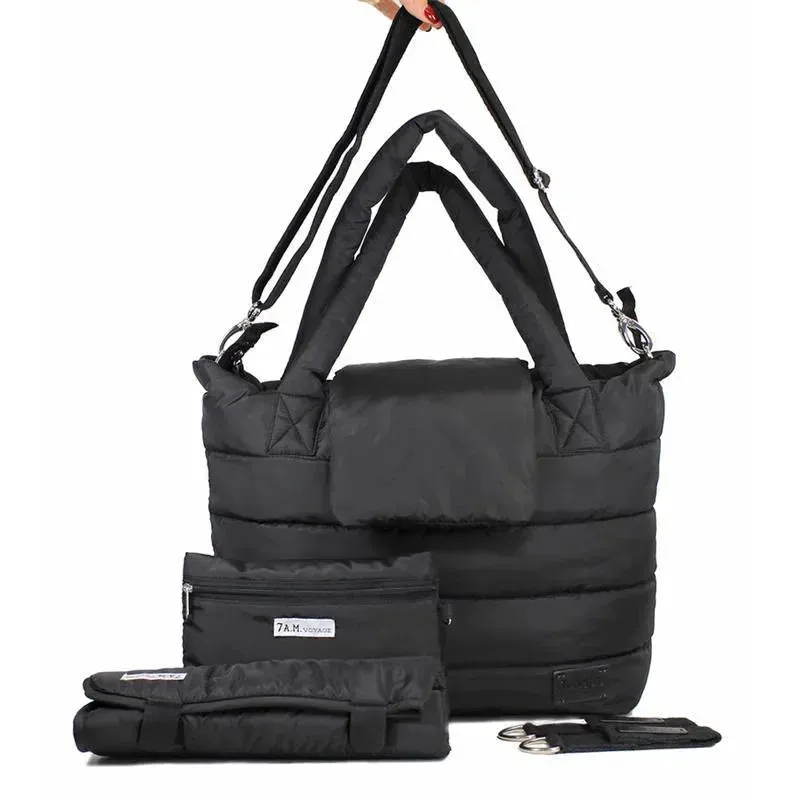 7 A.M. Voyage - Capri Diaper Tote, Black - Image 3