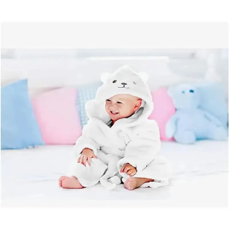 A.D Sutton - Baby Terry Cloth Plush Animal Face Robe, 0-9 Month Baby Robe with Ears, White Bear - Image 2