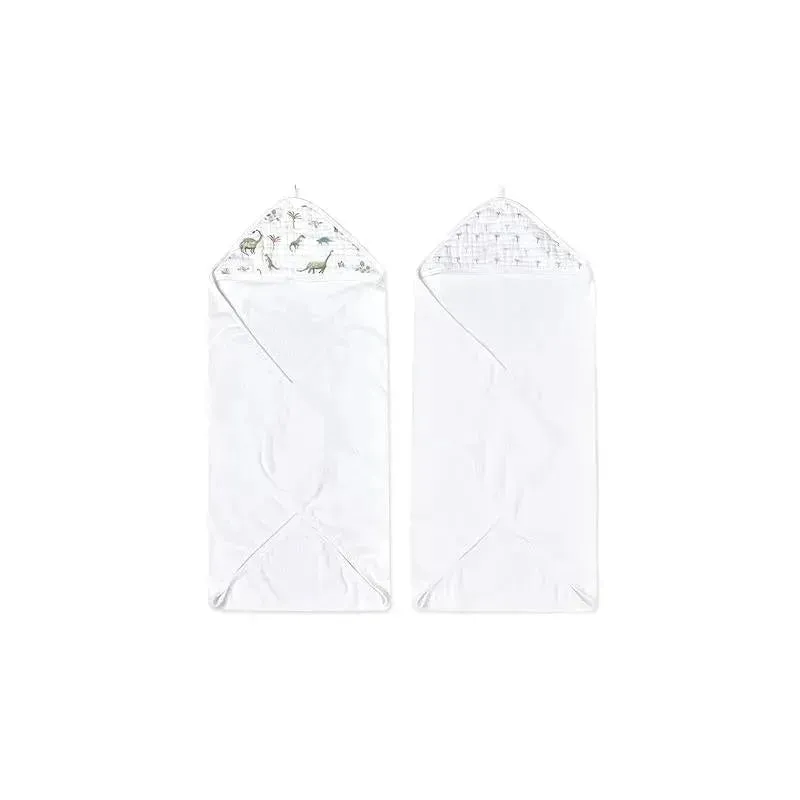 Aden + Anais - 2Pk Essentials Hooded Dino Jungle Baby Bath Towel