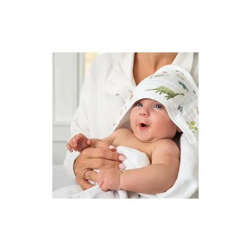 Aden + Anais - 2Pk Essentials Hooded Dino Jungle Baby Bath Towel - Image 4
