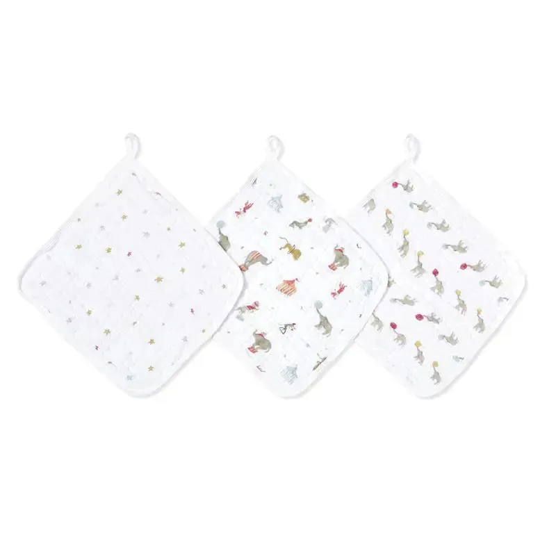 Aden + Anais - 3Pk Elephant Circus Washcloth Set
