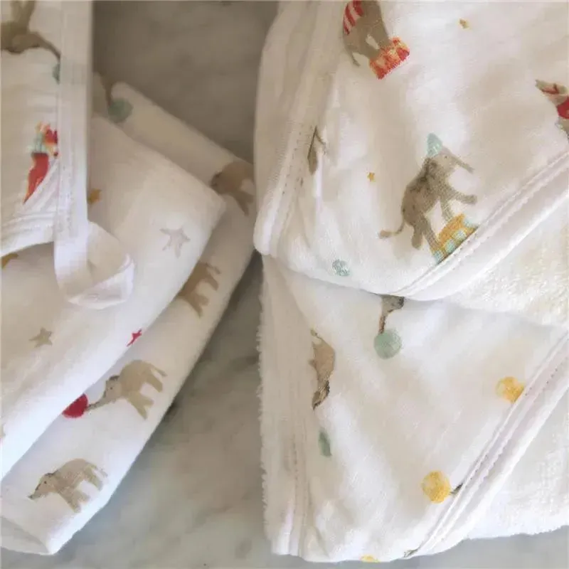Aden + Anais - 3Pk Elephant Circus Washcloth Set - Image 3