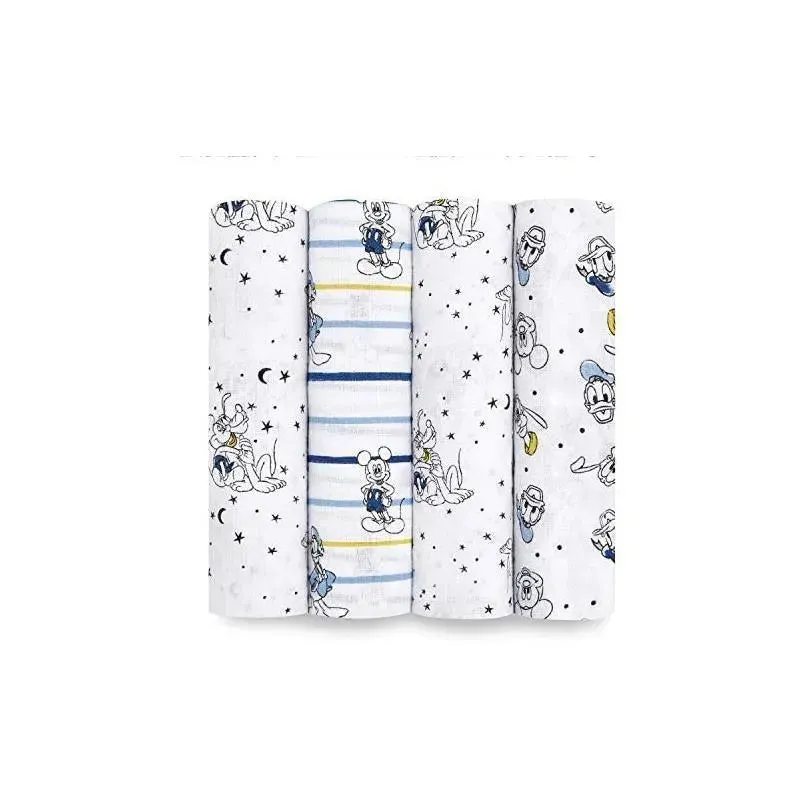 Aden + Anais - 4 Pk Muslin Swaddles, Mickey Stargazer
