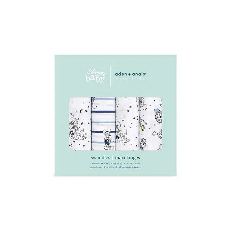 Aden + Anais - 4 Pk Muslin Swaddles, Mickey Stargazer - Image 4