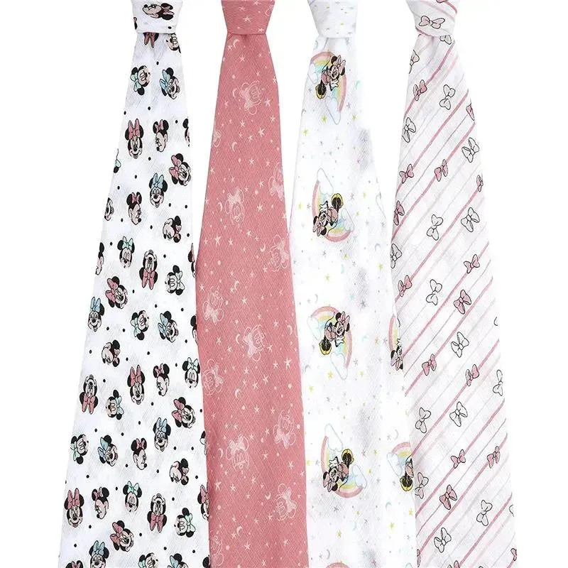 Aden + Anais - Swaddle Blanket, Muslin Blankets, 4 Pk, Minnie Mouse Rainbows - Image 2