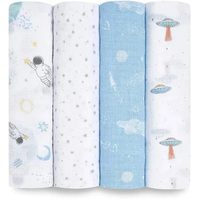 Aden + Anais - 4 Pk Muslin Swaddles, Space Explorers