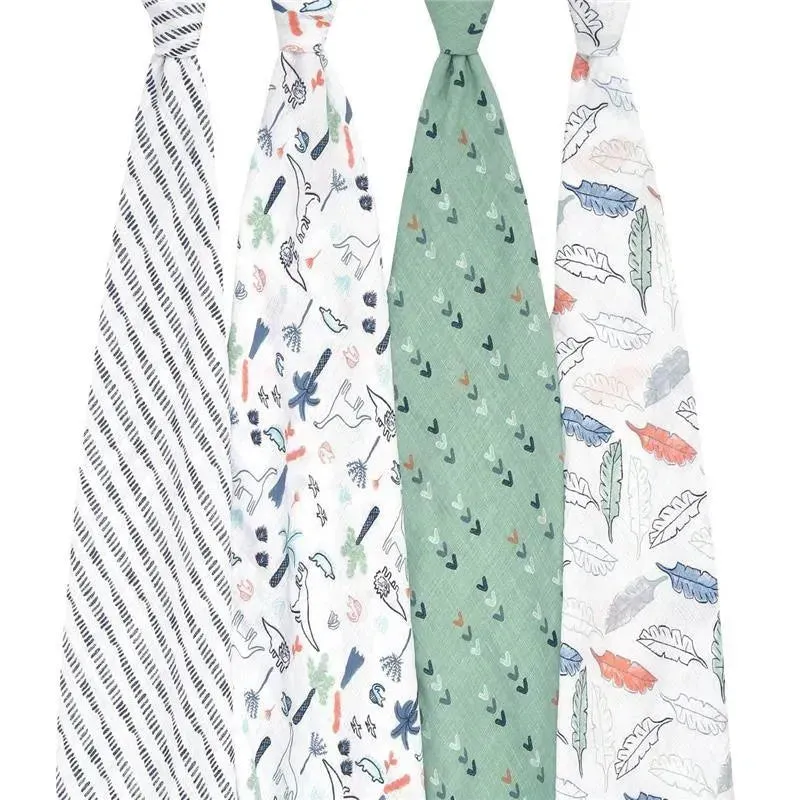Aden + Anais - 4Pk Cotton Muslin Swaddle, Dinotime - Image 2