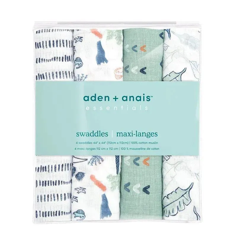 Aden + Anais - 4Pk Cotton Muslin Swaddle, Dinotime - Image 3