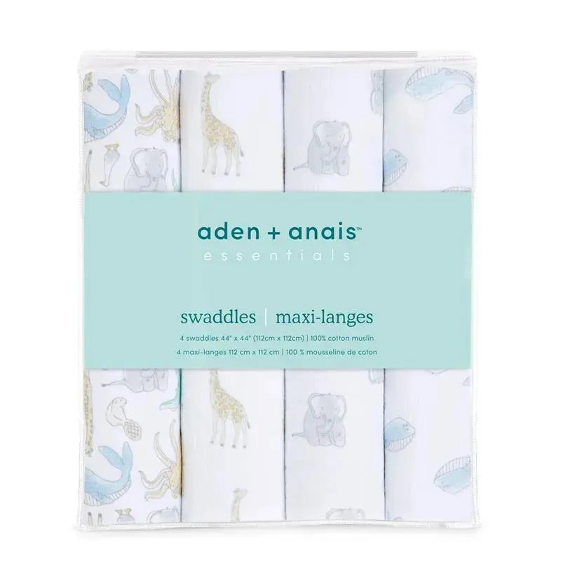 Aden + Anais - 4Pk Cotton Muslin Swaddle, Natural History - Image 3