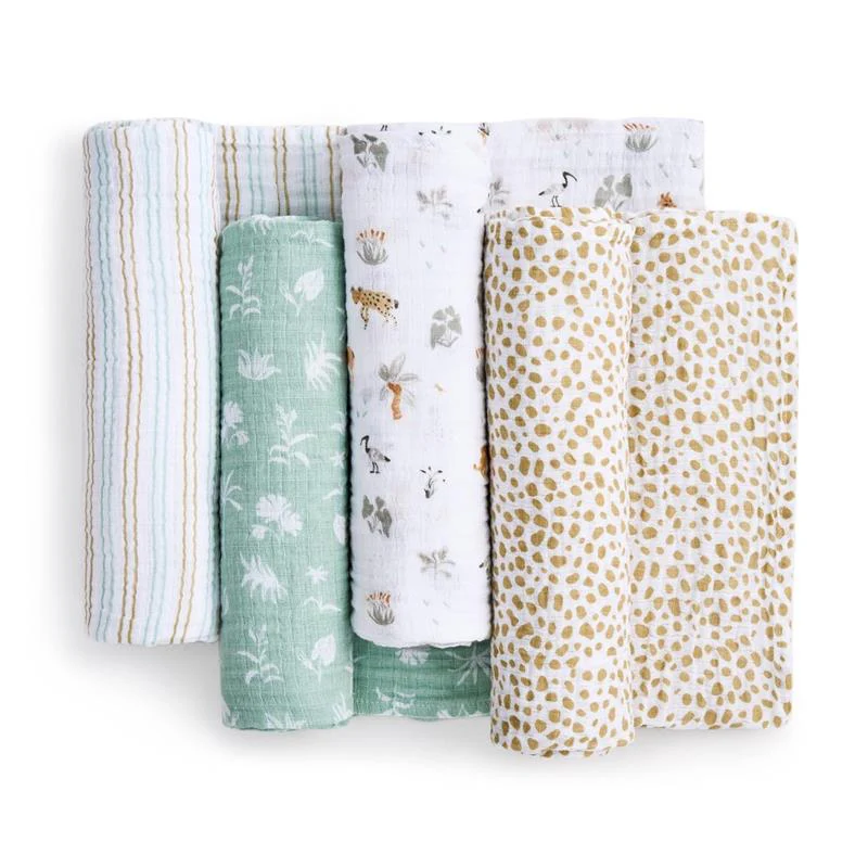 Aden + Anais - 4Pk Essentials Cotton Muslin Swaddle, Giraffe Safari - Image 3