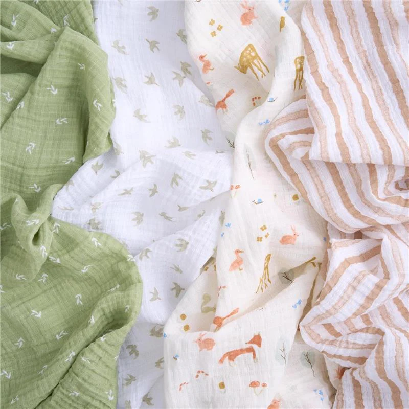 Aden + Anais - 4Pk Essentials Cotton Muslin Swaddle, Sage Woodland - Image 2