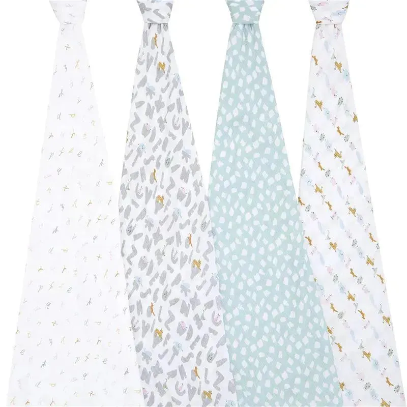 Aden + Anais - 4Pk Muslin Swaddles Alphabet Animals - Image 2