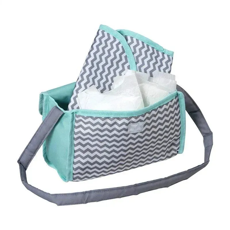 Adora - Baby Doll Diaper Bag, Includes Changing Mat and 2 Doll Diapers, Zig Zag Print - Image 2