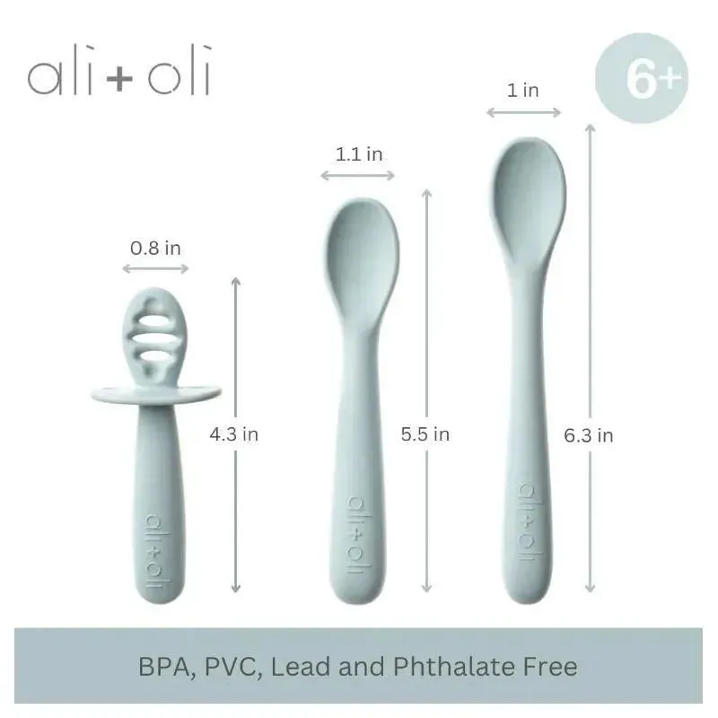 Ali + Oli - 3Pk Multi Stage Spoon Set For Baby, Blue - Image 3
