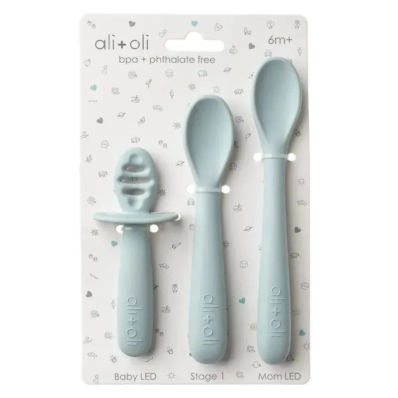 Ali + Oli - 3Pk Multi Stage Spoon Set For Baby, Blue - Image 4