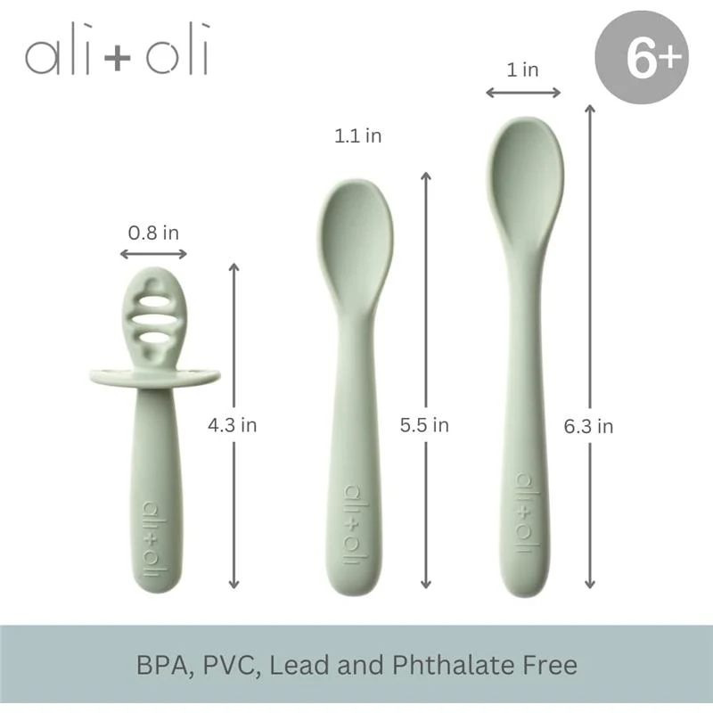 Ali + Oli - 3Pk Multi Stage Spoon Set For Baby | Pine - Image 3