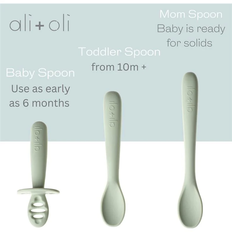 Ali + Oli - 3Pk Multi Stage Spoon Set For Baby | Pine - Image 4