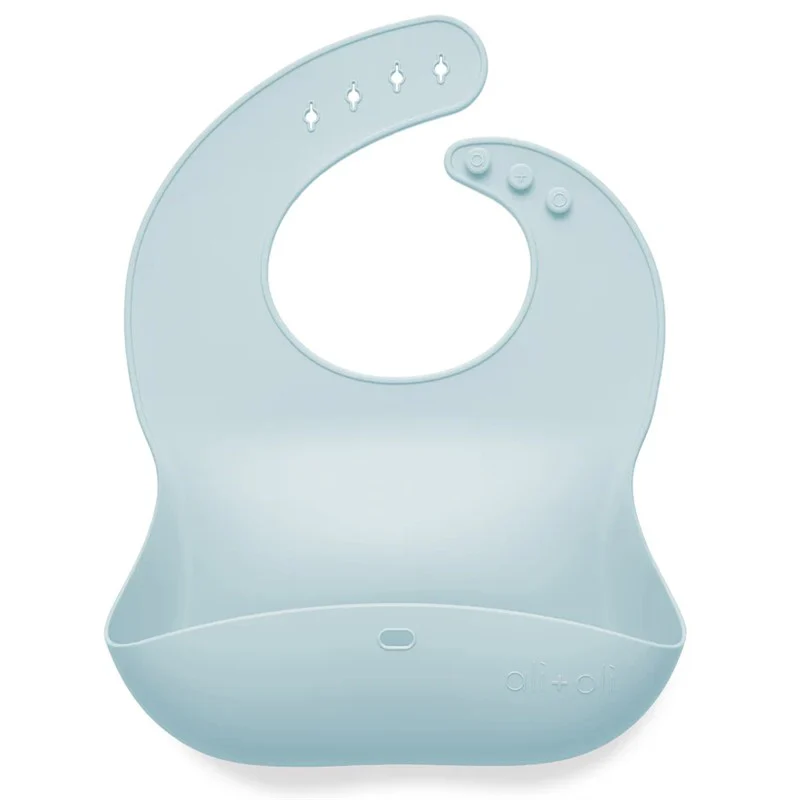 Ali+Oli Silicone Baby Bib Roll Up & Stay Closed (Sky)