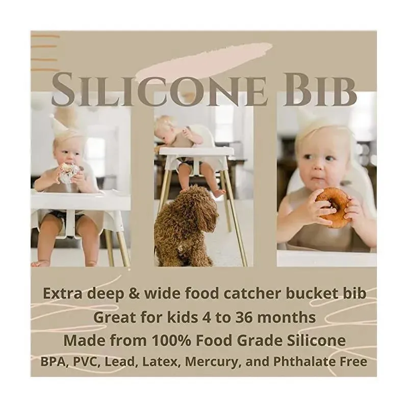 Ali + Oli Silicone Baby Bib (True Pink) - Image 4