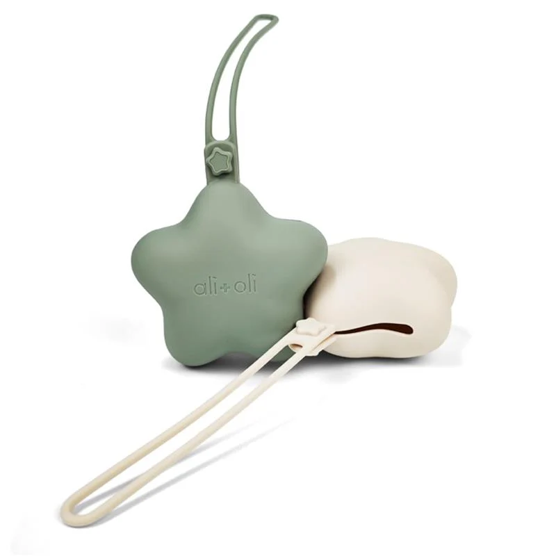 Ali + Oli - Silicone Pacifier Case Star 2Pk, Sage Sand - Image 4