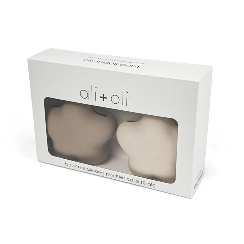 Ali + Oli - Silicone Pacifier Case Star 2Pk, Taupe-Sand - Image 2