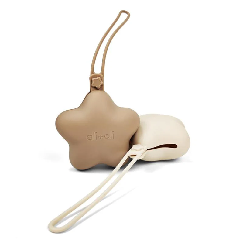 Ali + Oli - Silicone Pacifier Case Star 2Pk, Taupe-Sand - Image 3
