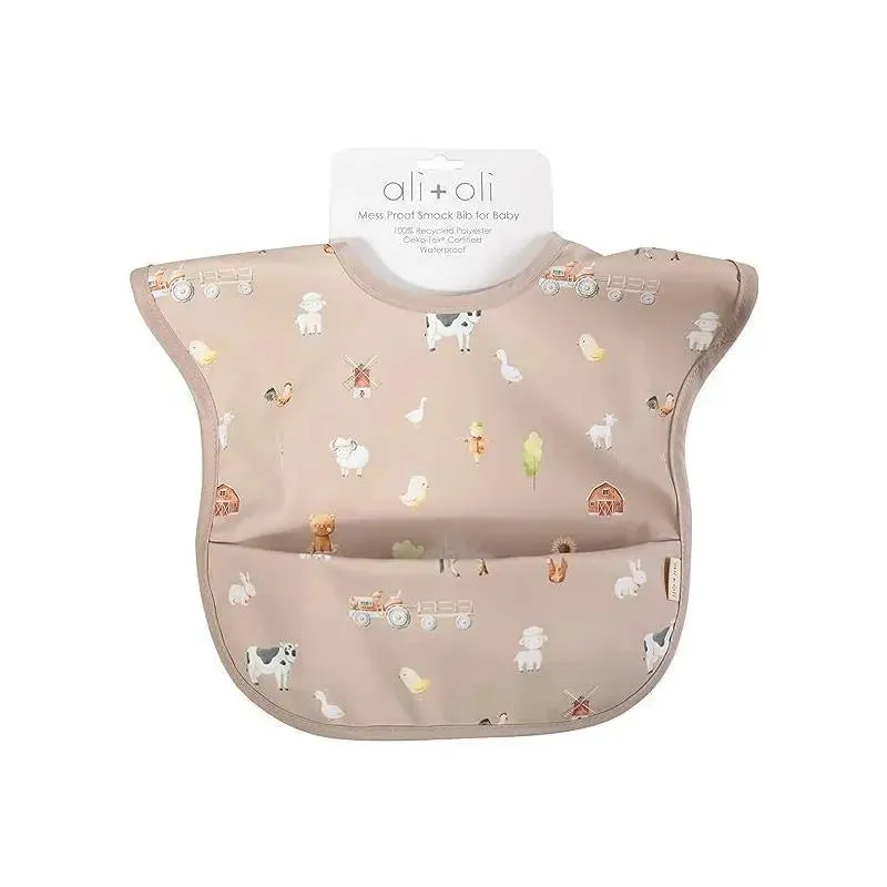 Ali + Oli - Smock Bib For Baby & Toddler Short Sleeve, Farm - Image 3