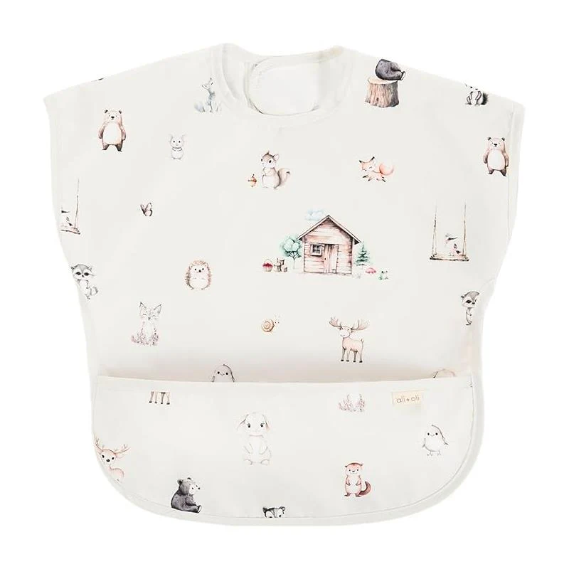 Ali + Oli - Smock Bib For Baby & Todler Short Sleeve, Woodlands