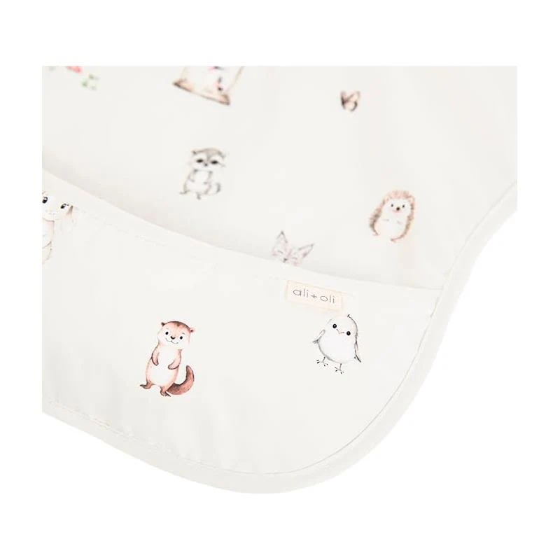 Ali + Oli - Smock Bib For Baby & Todler Short Sleeve, Woodlands - Image 3