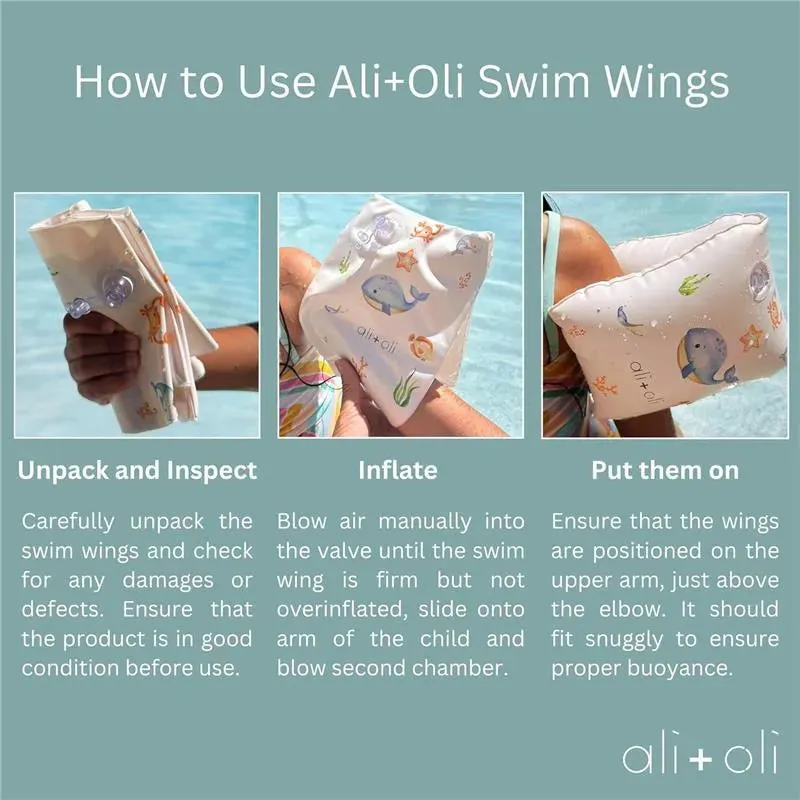 Ali + Oli - Swim Arm Band Wings Inflatable Float (Undersea) - Image 3