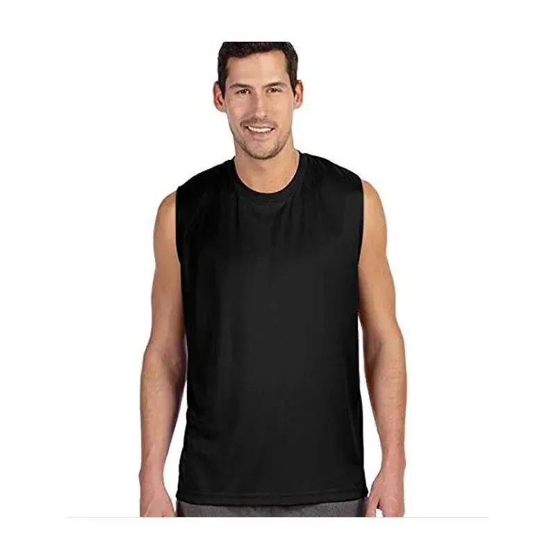 Alo Mens Performance Shooter T-Shirt, No Sleeve, Black