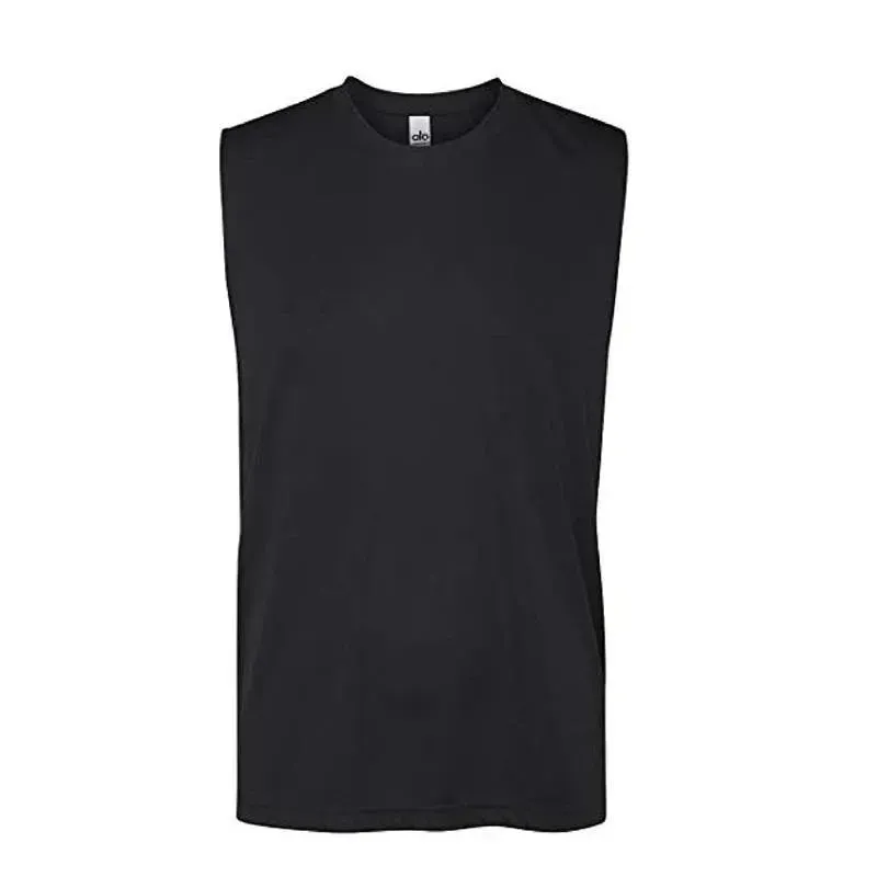 Alo Mens Performance Shooter T-Shirt, No Sleeve, Black - Image 2
