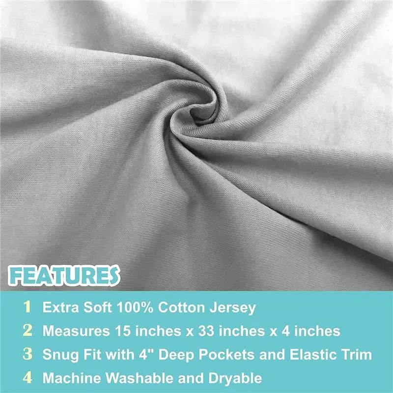 American Baby - 15 X 33 Fitted Bassinet Sheet 100% Natural Cotton Jersey Knit, Grey - Image 3