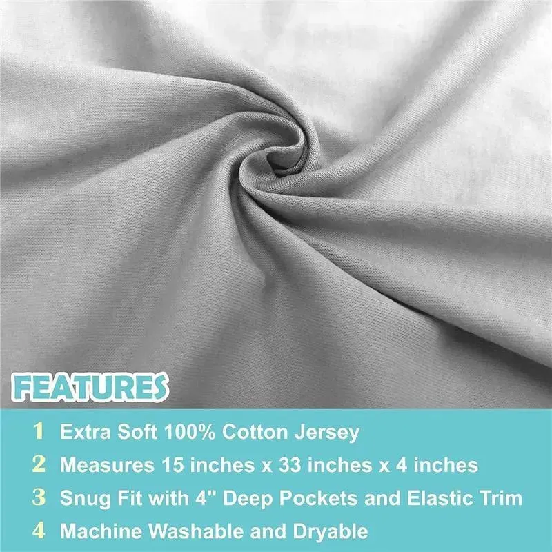 American Baby - 15 x 33 Fitted Bassinet Sheet, 100% Natural Cotton Jersey Knit, Grey - Image 4