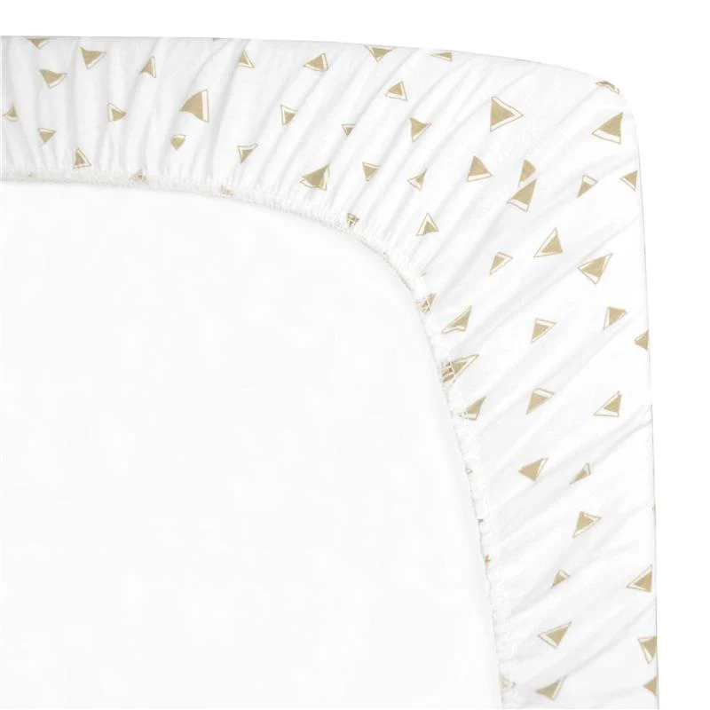 American Baby Company - Printed 100% Natural Cotton Jersey Knit Fitted Portable/Mini-Crib Sheet, Taupe Triangles - Image 2