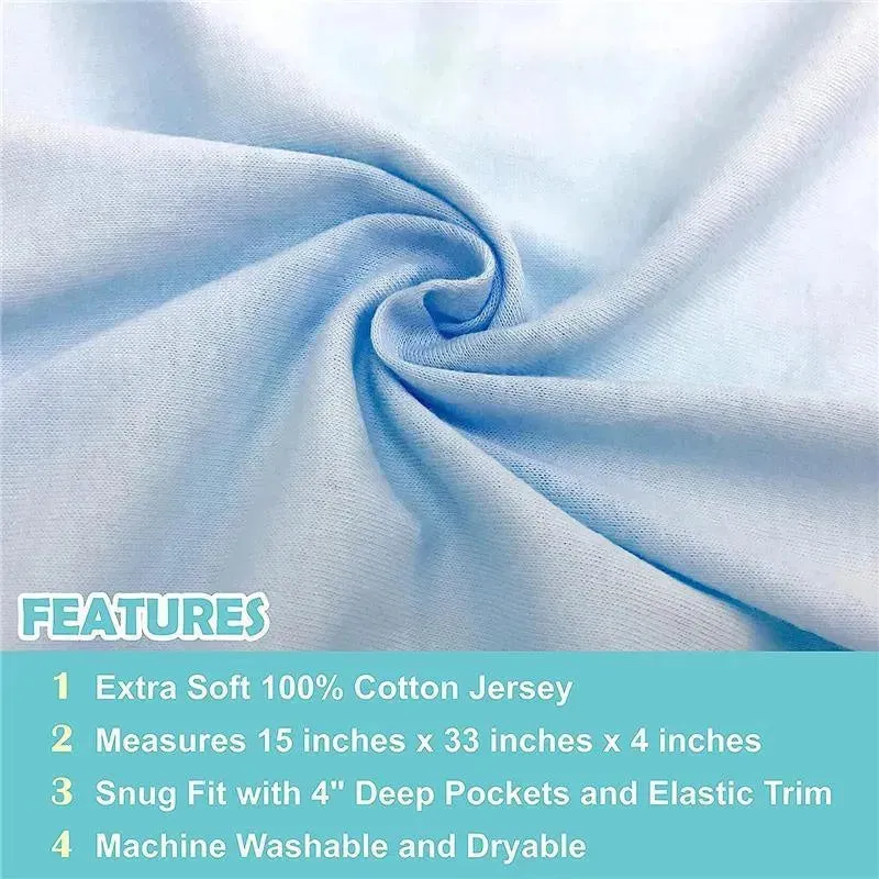 American Baby - Fitted Bassinet Sheet 100% Natural Cotton Jersey Knit, Blue - Image 2