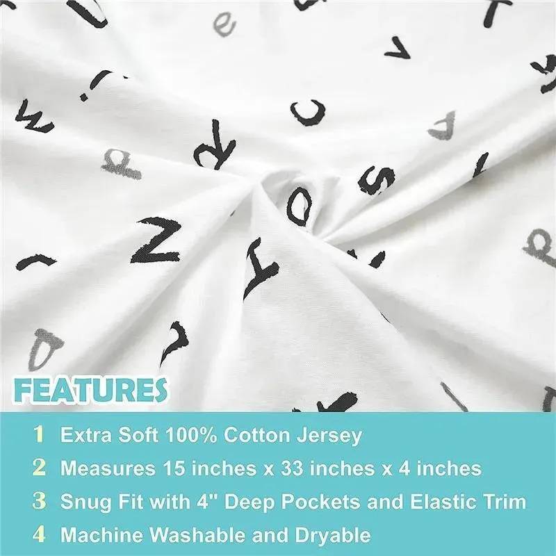 American Baby - Fitted Bassinet Sheet Printed 100% Natural Cotton Jersey Knit, Alphabet - Image 3