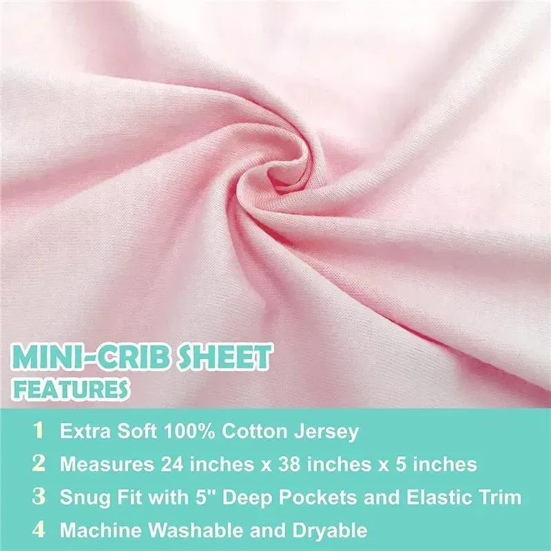American Baby - Fitted Mini Crib Sheet 24 x 38, 100% Cotton Jersey Portable Sheet, Baby Pink - Image 5