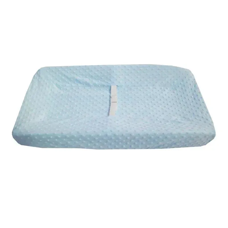 American Baby - Heavenly Soft Minky Dot Fitted Contoured Changing Pad Cover, Blue - Image 2