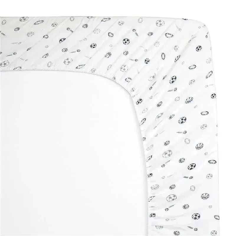 American Baby - Printed 100% Cotton Jersey Knit Fitted Crib Sheet, Grey Sports - Image 2