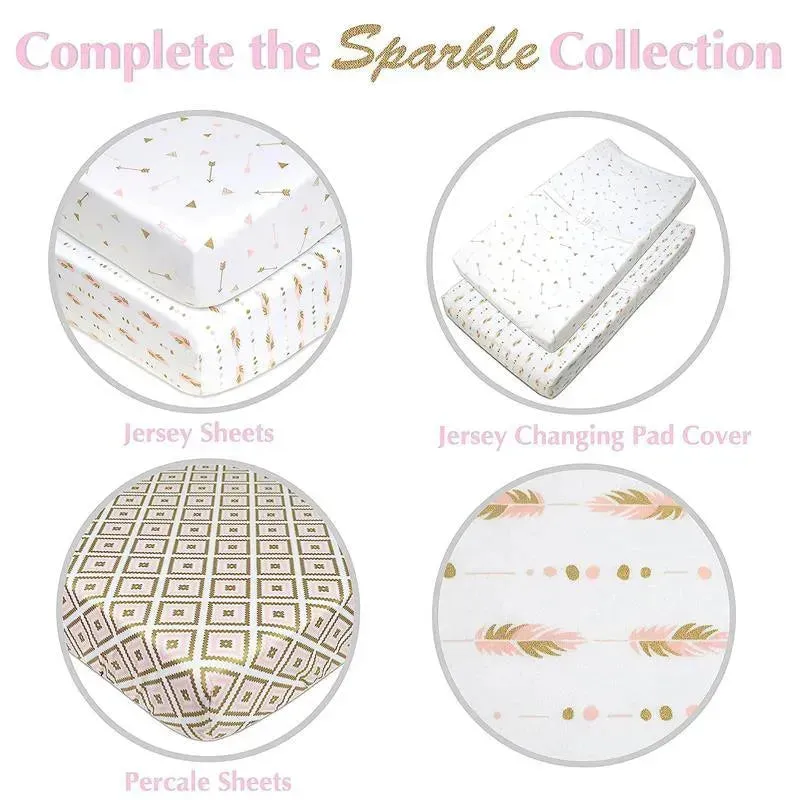 American Baby - Printed 100% Cotton Jersey Knit Fitted Crib Sheet, Sparkle Gold - Image 2