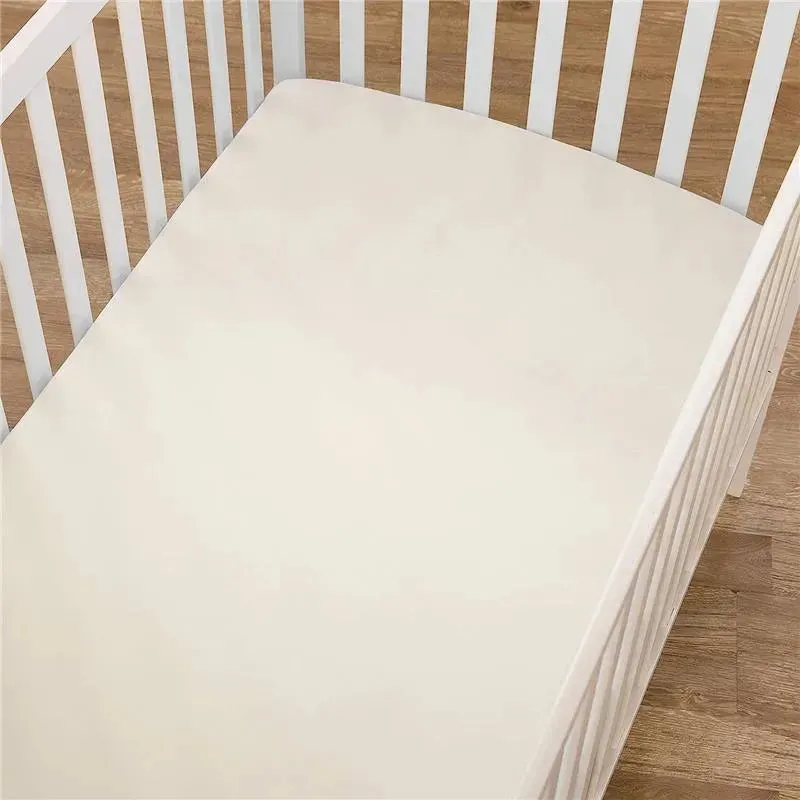 American Baby - Supreme 100% Natural Cotton Jersey Knit Fitted Crib Sheet, Ecru - Image 3