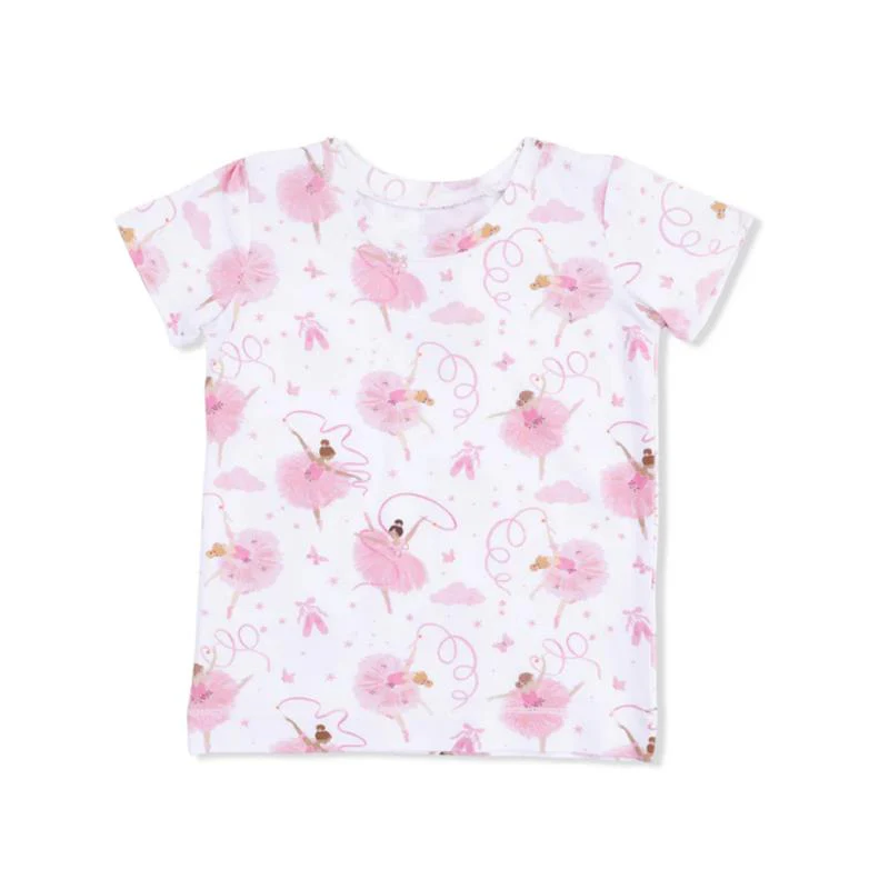 Angel Dear Baby Girl Ribbon Ballerinas Short Sleeve Loungewear Set - Image 4