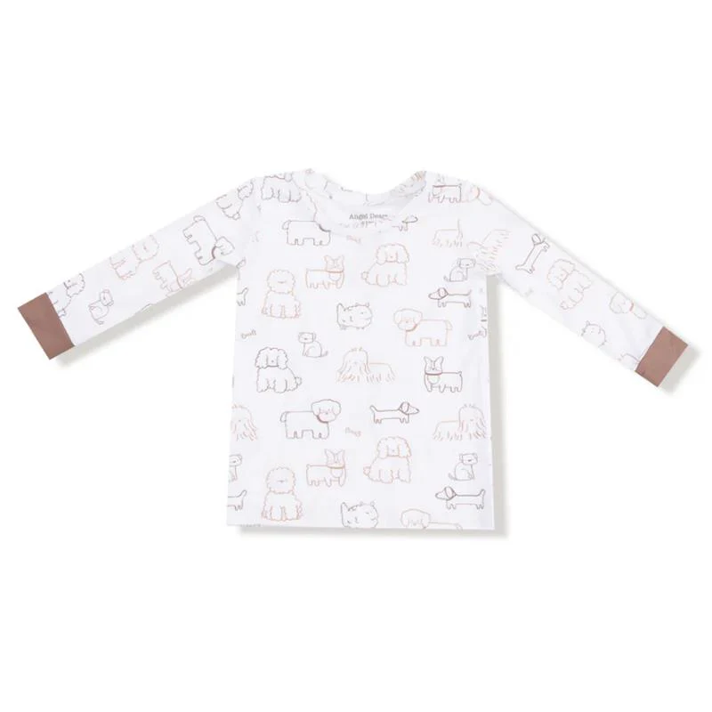 Angel Dear - Baby Neutral Pups Long Sleeve Loungewear Set - Image 2