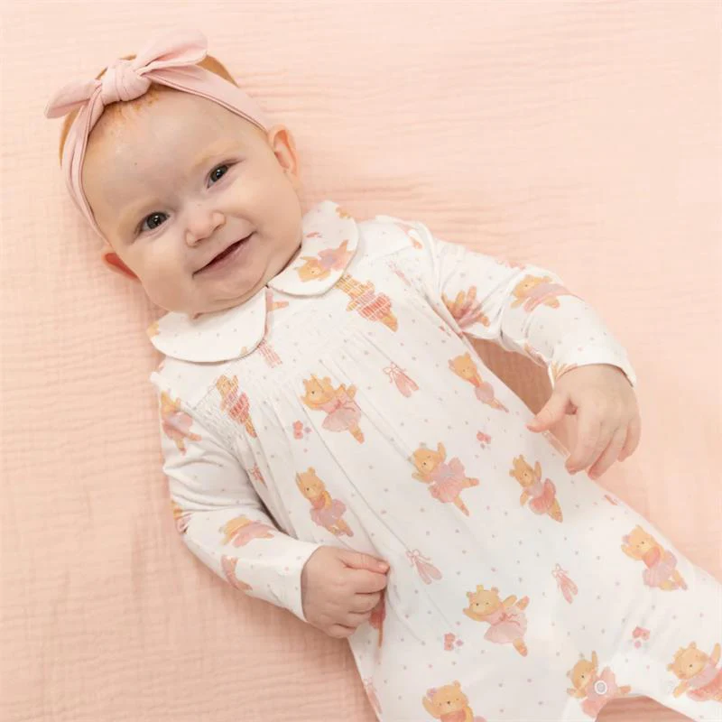 Angel Dear Baby Teddy Bear Ballerina Smoked Peter Pan Snap Footie