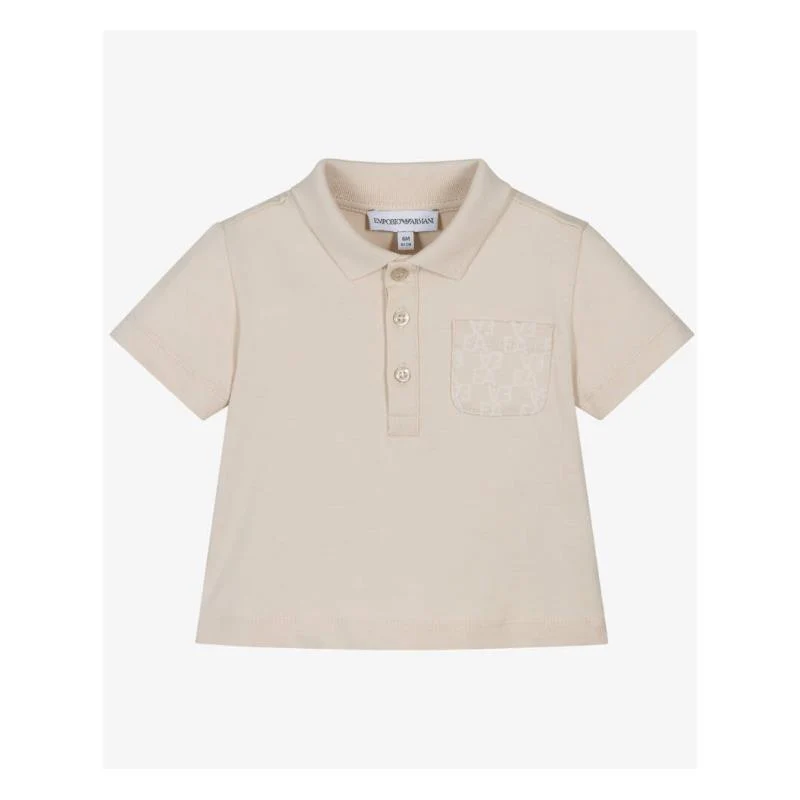 Armani Baby - Baby Boy Print Pocket Short Sleeve Polo Oak