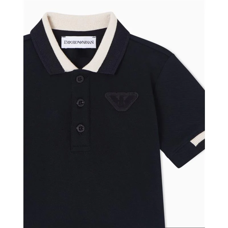 Armani Baby - Baby Boy Short Sleeve Polo Shirt, Navy - Image 2