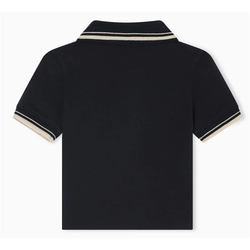 Armani Baby - Baby Boy Short Sleeve Polo Shirt With Piping Detail Navy - Image 2